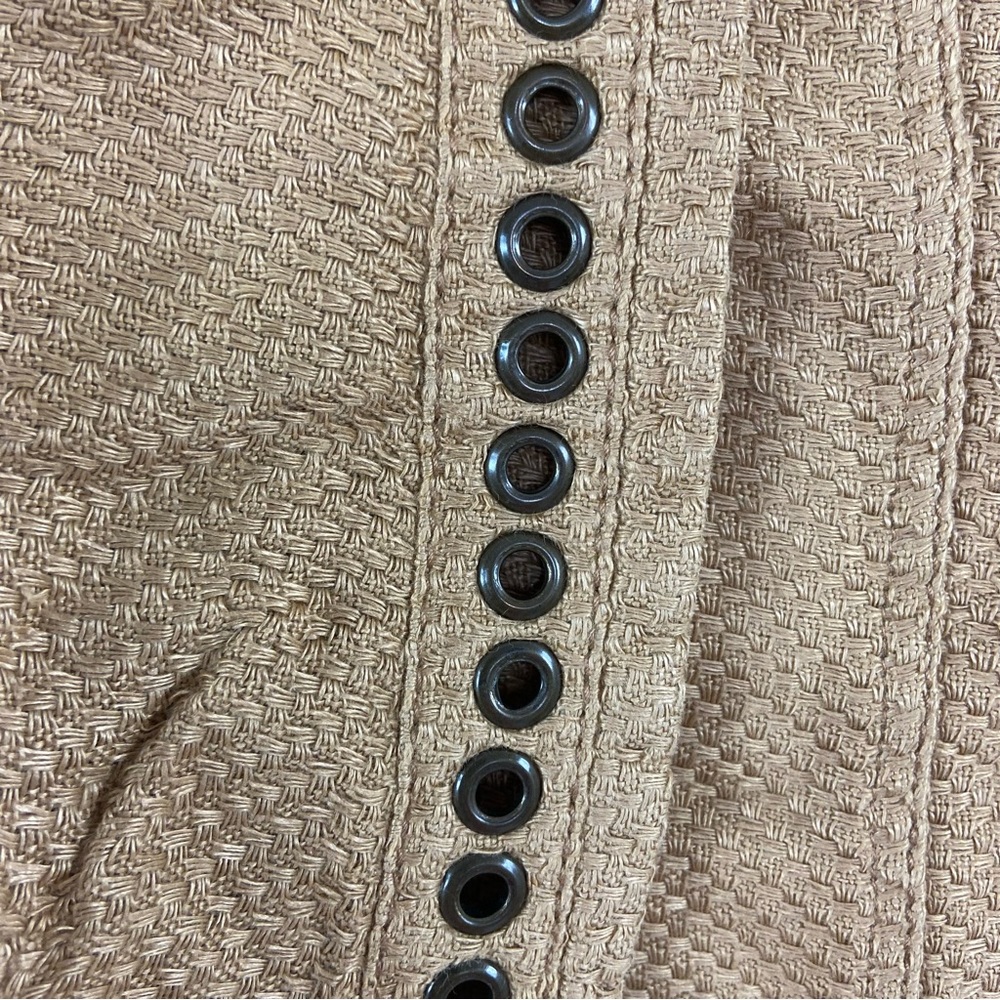 Valentino Spa camel color grommet ope jacket / cardigan. 100% linen size 4 - Picture 2 of 10